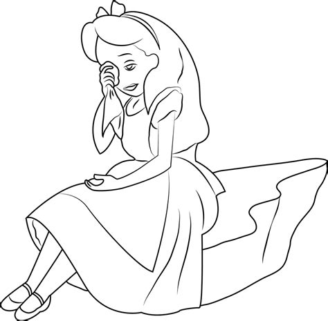 Alice Is Crying Coloring Page - Free Printable Coloring Pages for Kids