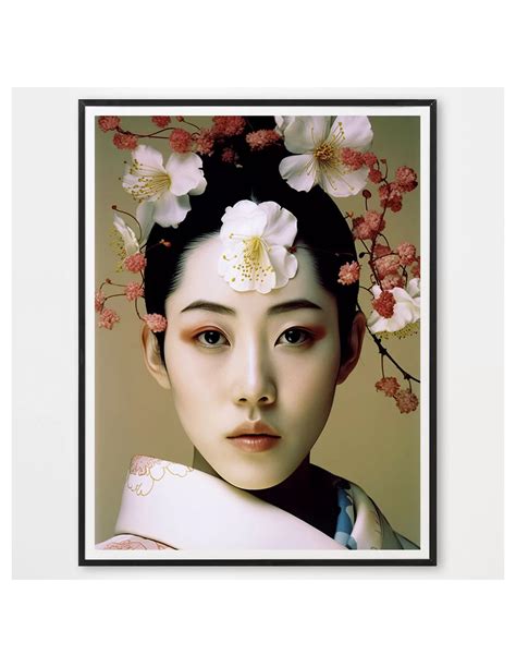 décoration murale Geisha fleur Poster design série limitée