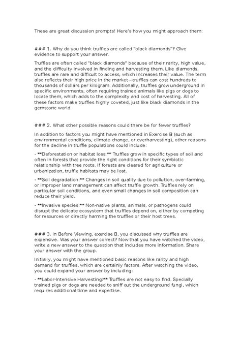 Discussion Prompts for Truffles: Understanding Their Rarity and Value