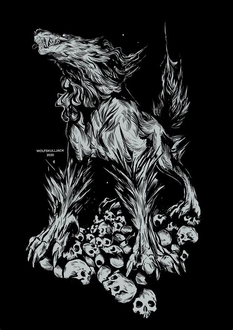 Wolfskulljack On Twitter Shadow Wolf Werewolf Art Print