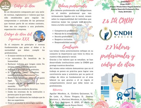 CNDH Tríptico informativo de los temas CNDH Valores profesionales y