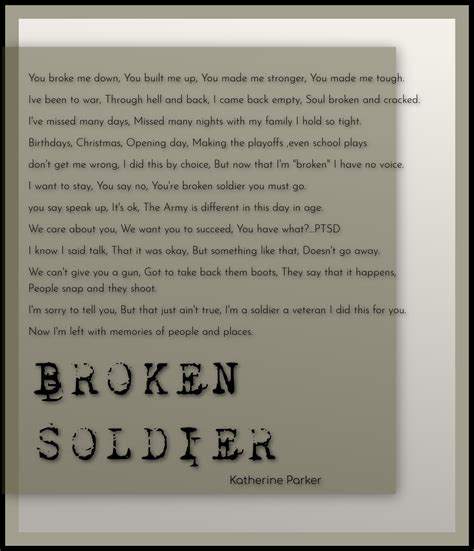 Broken Soldier Katherine Parker Ptsd Poetry Emotions