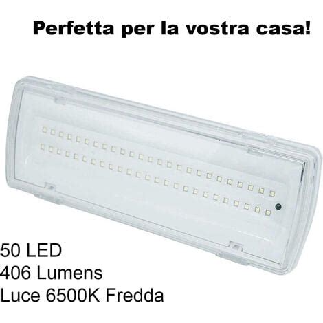 Lampada Di Emergenza 50 LED Parete Incasso 4W Luce Fredda 406 Lumen 91062