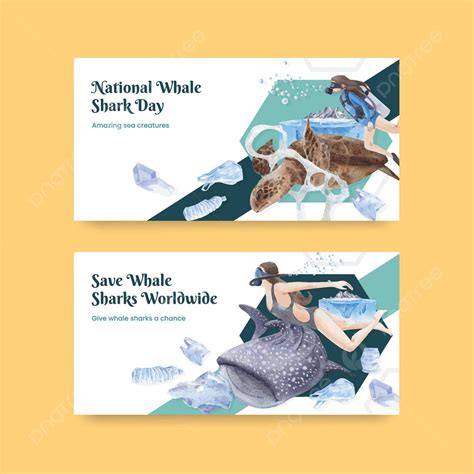 Watercolor Twitter Template Celebrating International Whale Shark Day