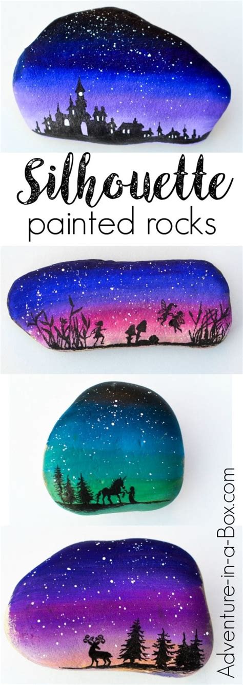 Magical Landscape Silhouette Painted Rocks For A Rock Hunt