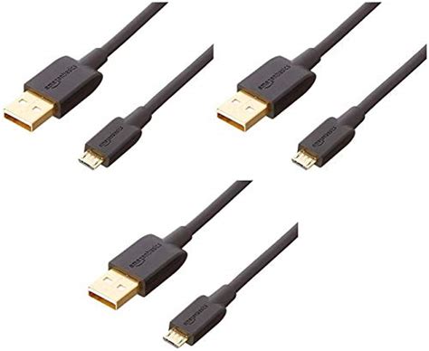 Amazon Basics USB 2 0 A Male To Micro B Cable 3 Pack 3 Feet B