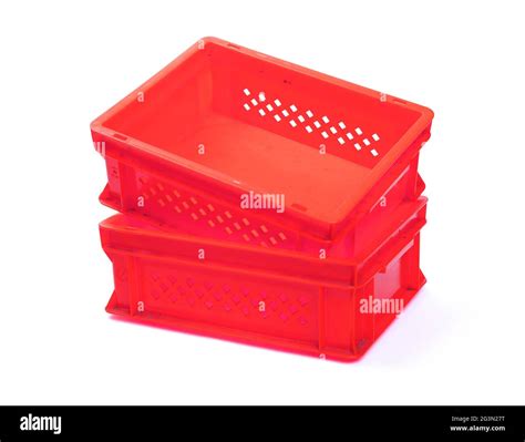 Empty Red Plastic Crates Stock Photo Alamy