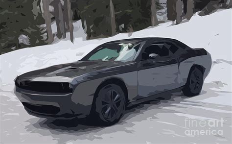 2020 Dodge Challenger Concept Art Geometrical Illustration Awd Gray