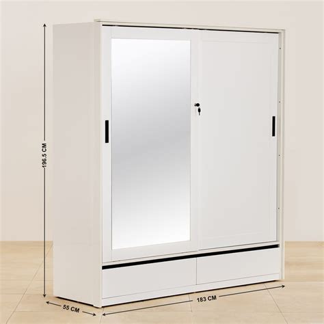 Buy Polaris 2 Door Sliding Wardrobe With Mirror White From Home Centre