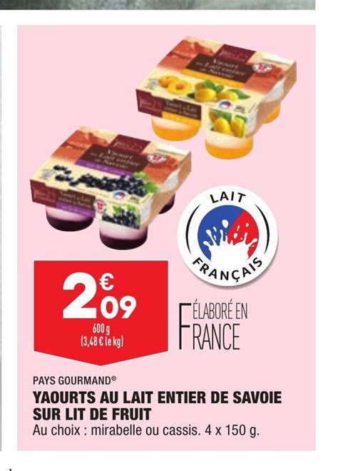 Promo Yaourts Au Lait Entier De Savoie Sur Lit De Fruit Chez Aldi