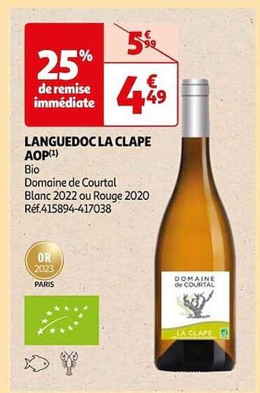 Promo Languedoc La Clape Aop Bio Domaine De Courtal Blanc Ou Rouge