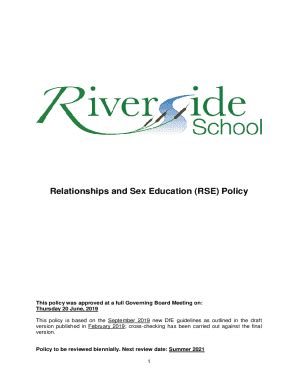 Fillable Online Relationships And Sex Education Rse Policy Fax Email