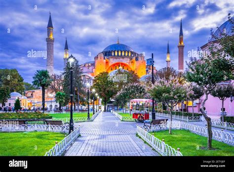 Istanbul Turkey Hagia Sophia Dome And Minarets In The Old