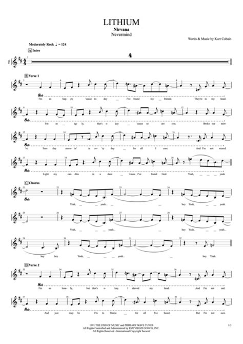 Lithium Tab by Nirvana (Guitar Pro) - Full Score | mySongBook