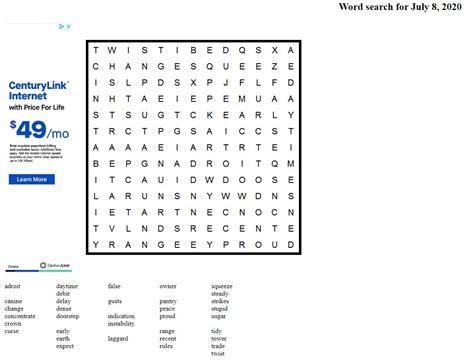 Daily Word Search Printable