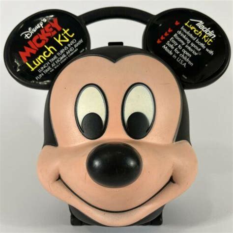 Rare Vintage Disney Mickey Mouse Head Lunch Box Kit Original Thermos By