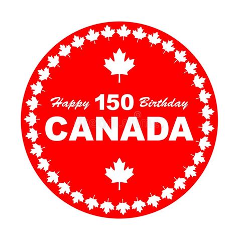 Happy 150 Birthday Canada On Maple Leaf Background Stock Illustration