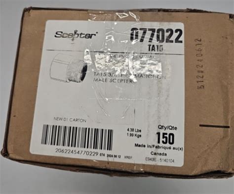 Box Of 150 SCEPTER IPEX TA15 Threaded Male 3 4 PVC Terminal Adapters