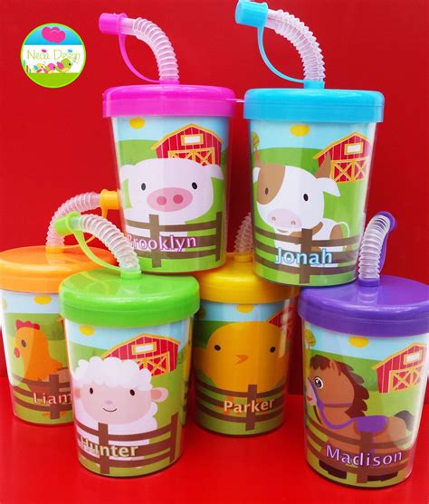 Farm Animals Personalized Party Favor Cups Set Of 6 Animals Party