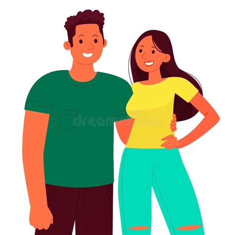 Un Jeune Couple Le Type étreint La Fille Illustration De Vecteur