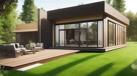 Premium AI Image 3d Rendering Of Luxury Modern House With Large Wood