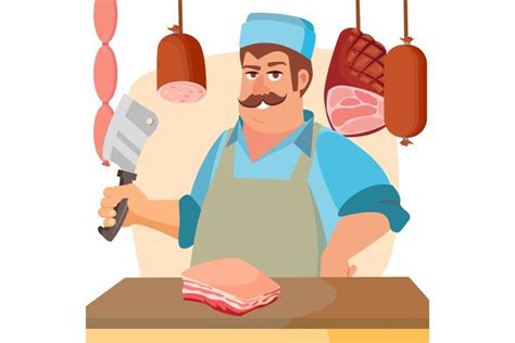 Butcher Character Vector Classic Professional Butcher Man 659940