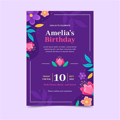 Plantilla De Invitación De Cumpleaños Dibujada A Mano Vector Gratis