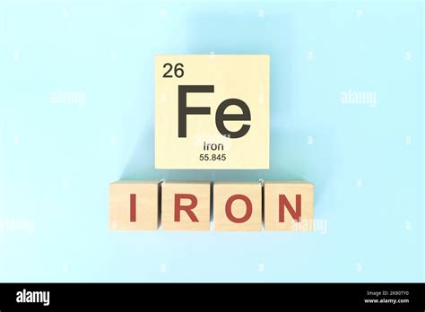 Iron Chemical Element Symbol With Atomic Mass And Atomic Number In