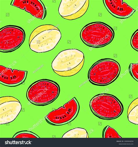 Vector Drawn Tropic Fruits Pattern Ripe Stock Vector Royalty Free