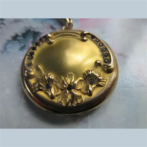 Antique Art Nouveau Repousse Floral Locket In Gold Fill Ruby Lane