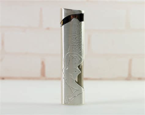 Vintage Russian Metal Lighter With Nude Girl Cigarette Etsy