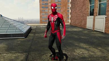 Advanced Suit Recolor Red And Black With Grey Spider Logo At Marvels