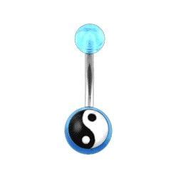 Piercing Nombril Pas Cher Acrylique Transparent Bleu Clair Yin Et Yang