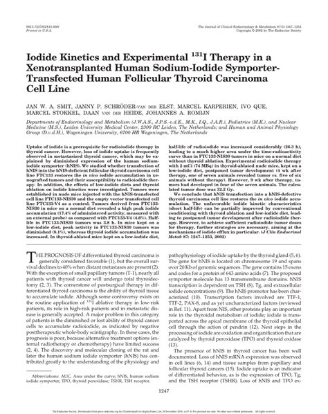 PDF Iodide Kinetics And Experimental 131 I Therapy In A