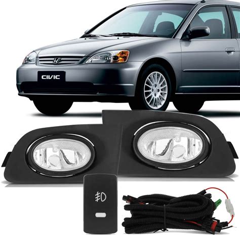 Kit Farol Milha Neblina Auxiliar Civic 2001 2002 2003 Escorrega o Preço