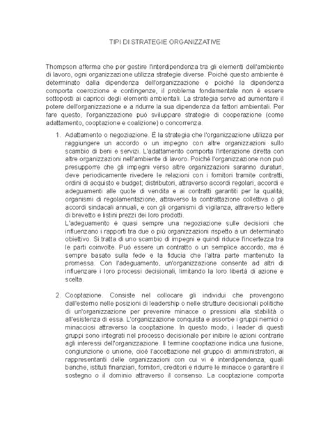 TIPI DI STRATEGIE ORGANIZZATIVE: UNA GUIDA COMPLETA - Studocu