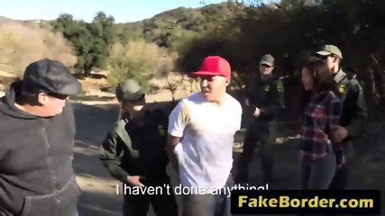 Amateur Sluts Fuck In Threesome With Fake Border Patrol Agent And Go Down On Each Other