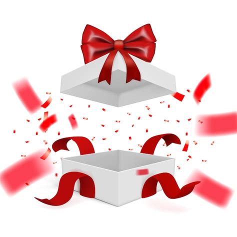 Premium Vector Realistic Surprise Gift Box With Falling Confetti