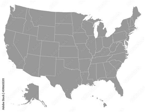 USA map with states, United States of America map. Isolated map of USA ...