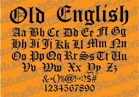 An Old English Alphabet In Black And Orange