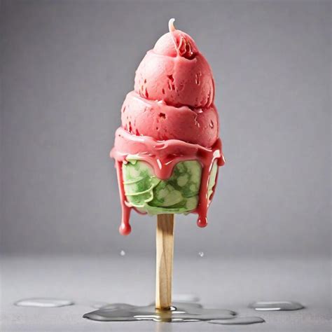 Premium Photo Melting Watermelon Flavor Ice Cream On Stick