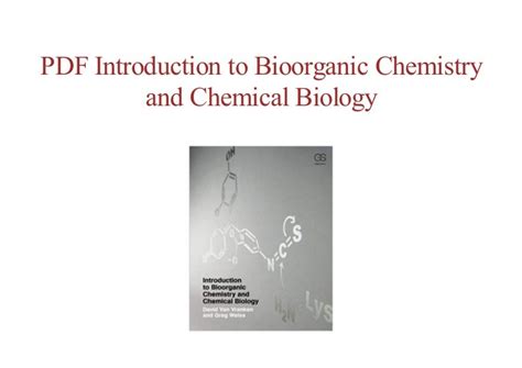 Full Book Introduction To Bioorganic Chemistry And Chemical Biology