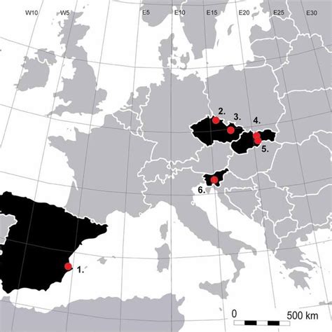 Location of the studied dead-end caves: 1. Rull Cave (Spain), 2. Bozkov ...