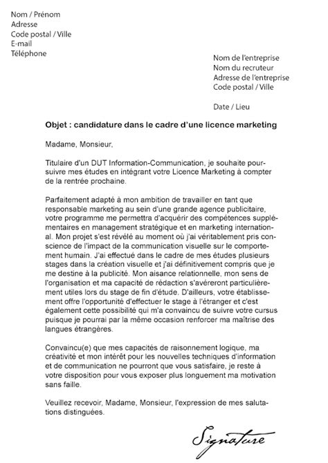 Lettre De Motivation Licence Marketing Mod Le De Lettre