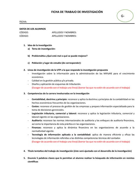 Modelo de ficha del trabajo de investigación (estudiante) (anotaciones