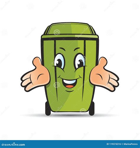 Cartoon Dustbin With Hands Laughing Happily Stock Vector Illustration