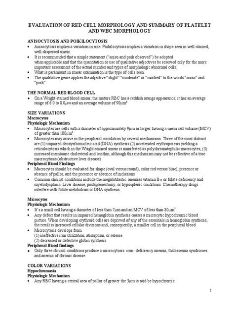 Blood Cell Morphology | PDF | Anemia | Red Blood Cell