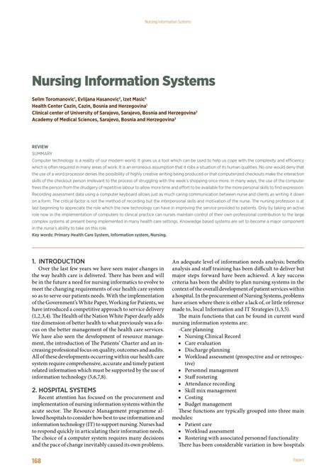 Pdf Nursing Information System