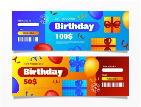 Free Vector | Gradient birthday gift voucher design