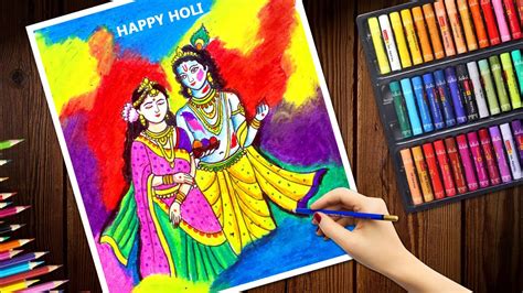 Radha Krishna Playing Holi Drawing Holi Special Radha Krishna Drawing